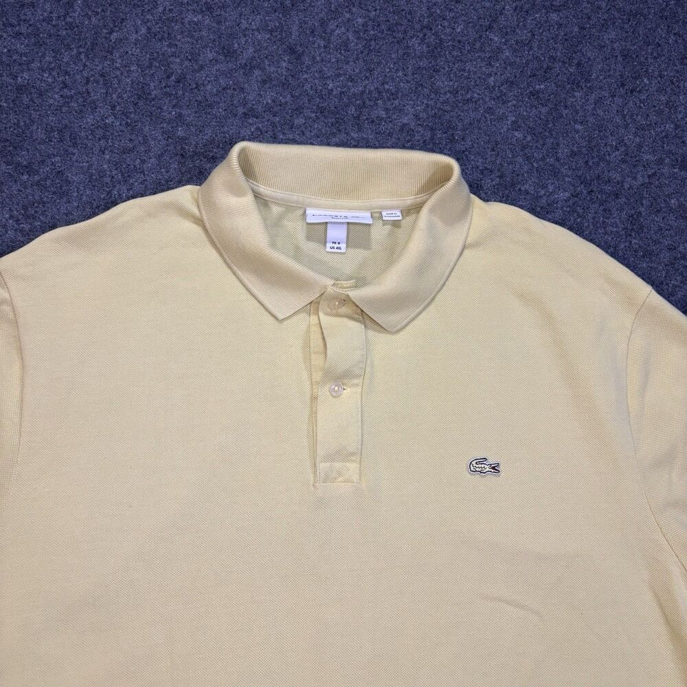 Lacoste Polo Shirt Mens 4XL Size 9 Golf Casual Embroidered Yellow Read